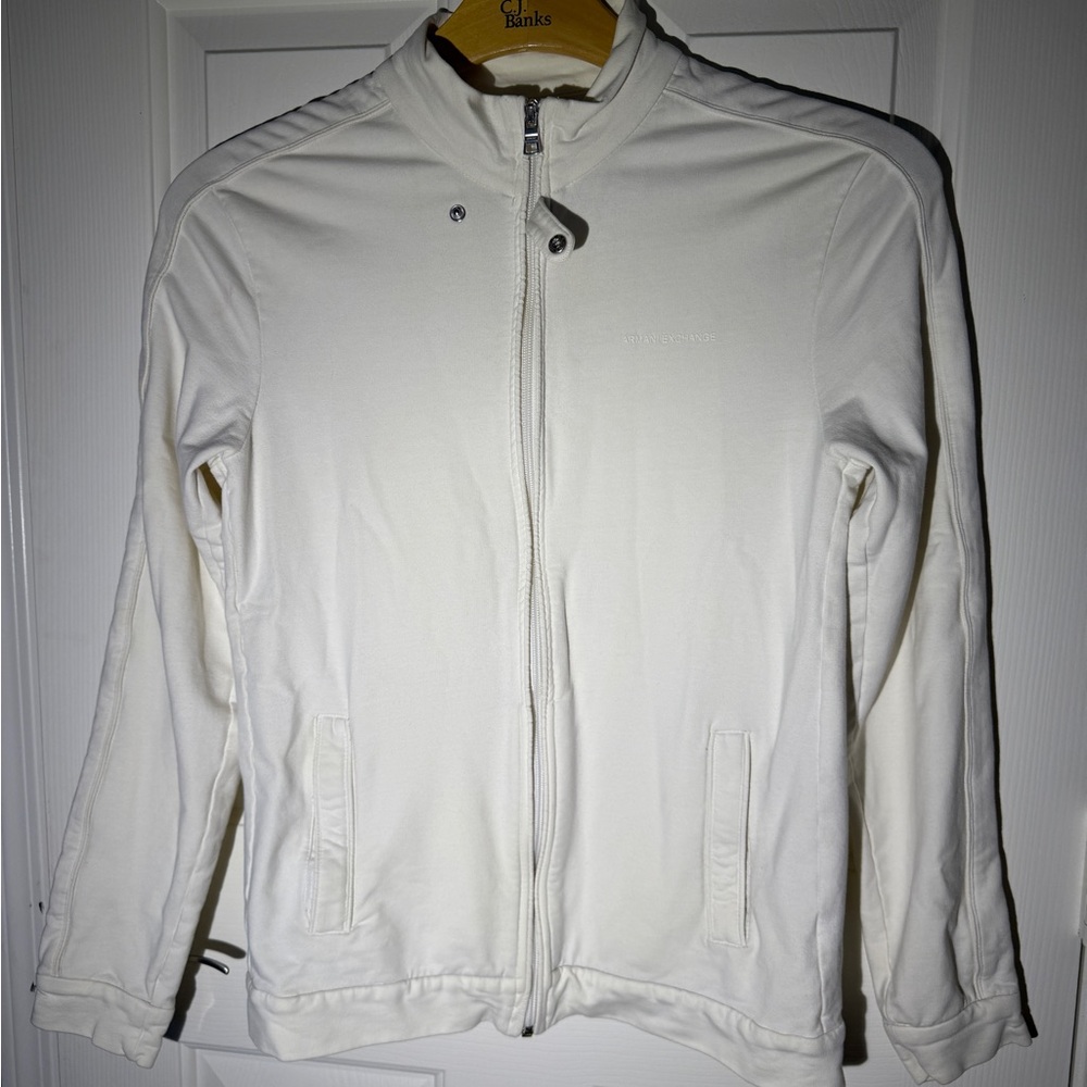 Armani Exchange White Full-Zip Sweatshirt